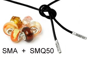 Beads Lederkette mit Glasbead Set 